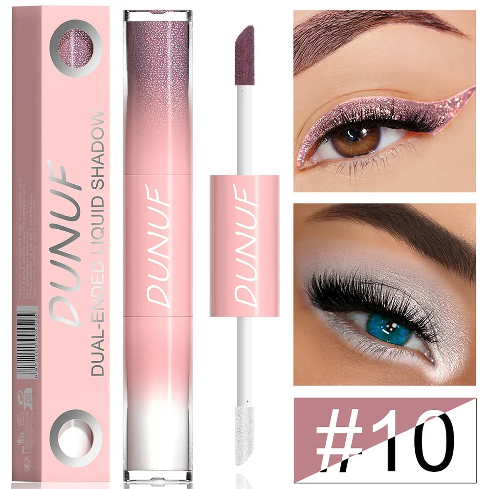 Double-head Punk Metallic Liquid Eyeshadow Stick Dark Glitter Matte Sequins Bicolor Shimmer Eyes Makeup Cream Pencil Waterproof