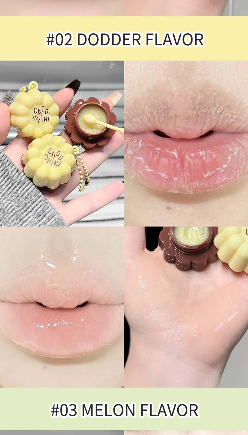 Cappuvini Macaron Fruit Flavor Lip Mask Deeply Hydrating Long-Lasting Moisturizing Soften Fine Lines Lip Care Lipstick Base