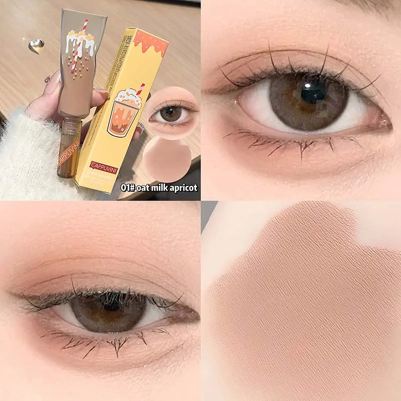 Cappuvini Velvet Liquid Eyeshadow - Muted Milk Tea Brown, Soft Matte Finish, Buildable Neutral Eyeshadow Stick for Everyday Make