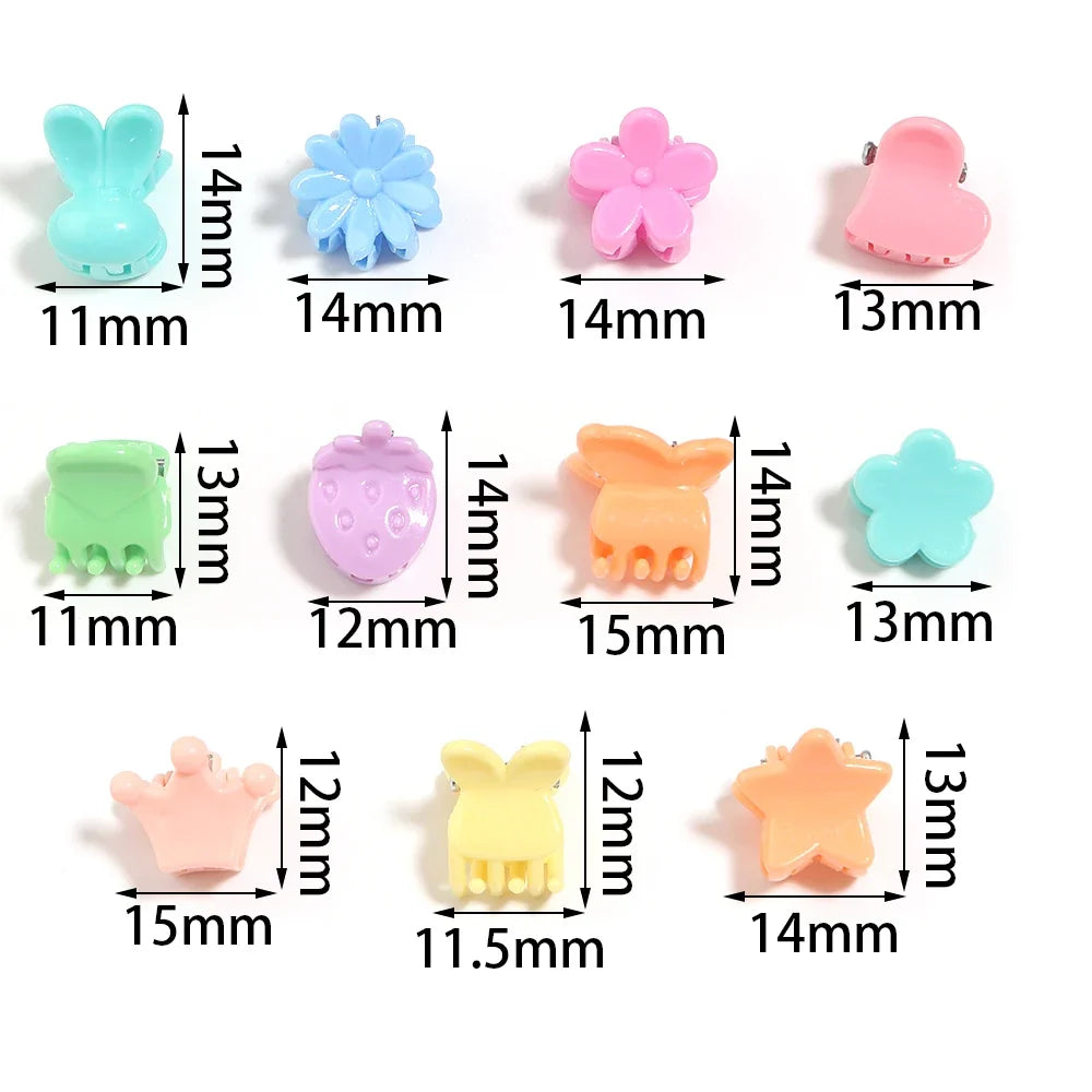 100pcs Mini Colorful Flower Star Hair Grabbing Claw Clips for Baby Girls Bangs Broken Hair Styling Tool Small Hair Accessories