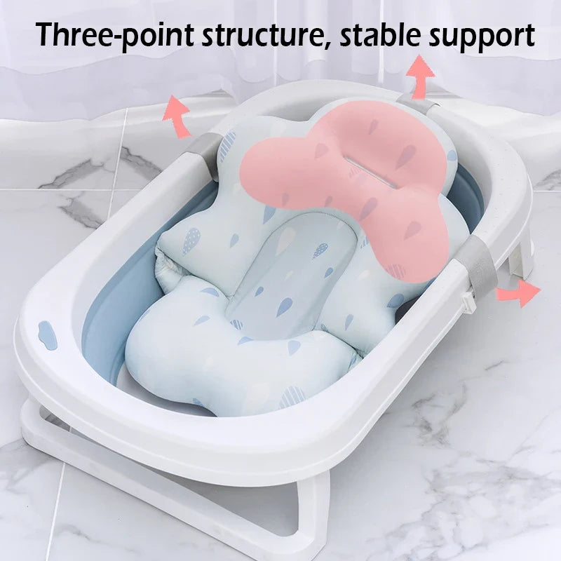 Baby Bath Support Pad Foldable Floating Seat Adjustable Newborn Bathing Cushion Infant Safety Net Hammock