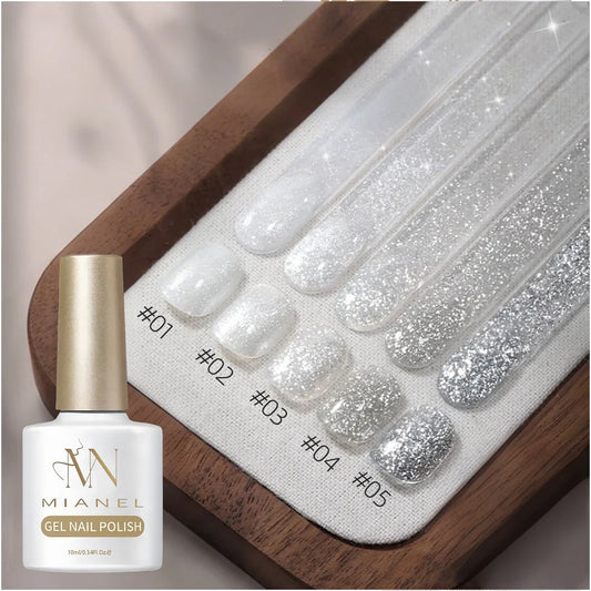 10ML 1pcs Moonlight White Strobe Glitter Gel Nail Polish Nail Supplies Hot Selling White Nails Super Flash Diamond Nail Polish
