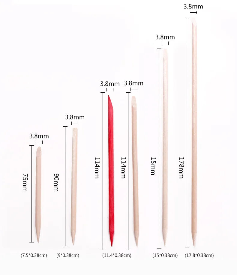 50/100/200/300pc/Set for Nail Different Sizes Orange Wood Sticks Cuticle Pusher Cuticle Remove Tool Manicure Pedicure Care Nails