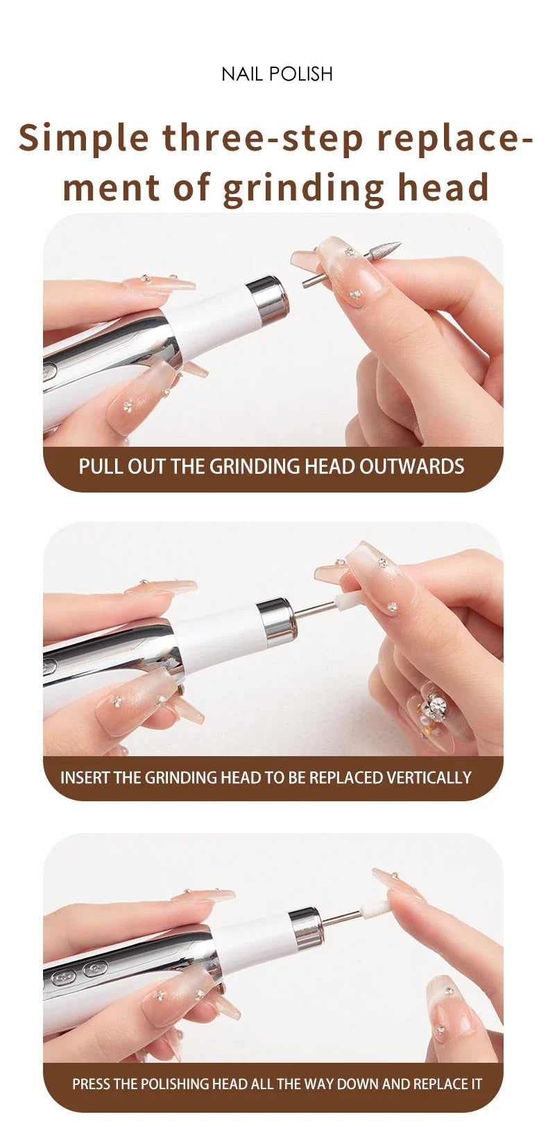Electric Nail Polisher Drill Bits Professional Nails Grinding Polishing Dead Skin Removal Art Sanding File Pen Manicure Machine