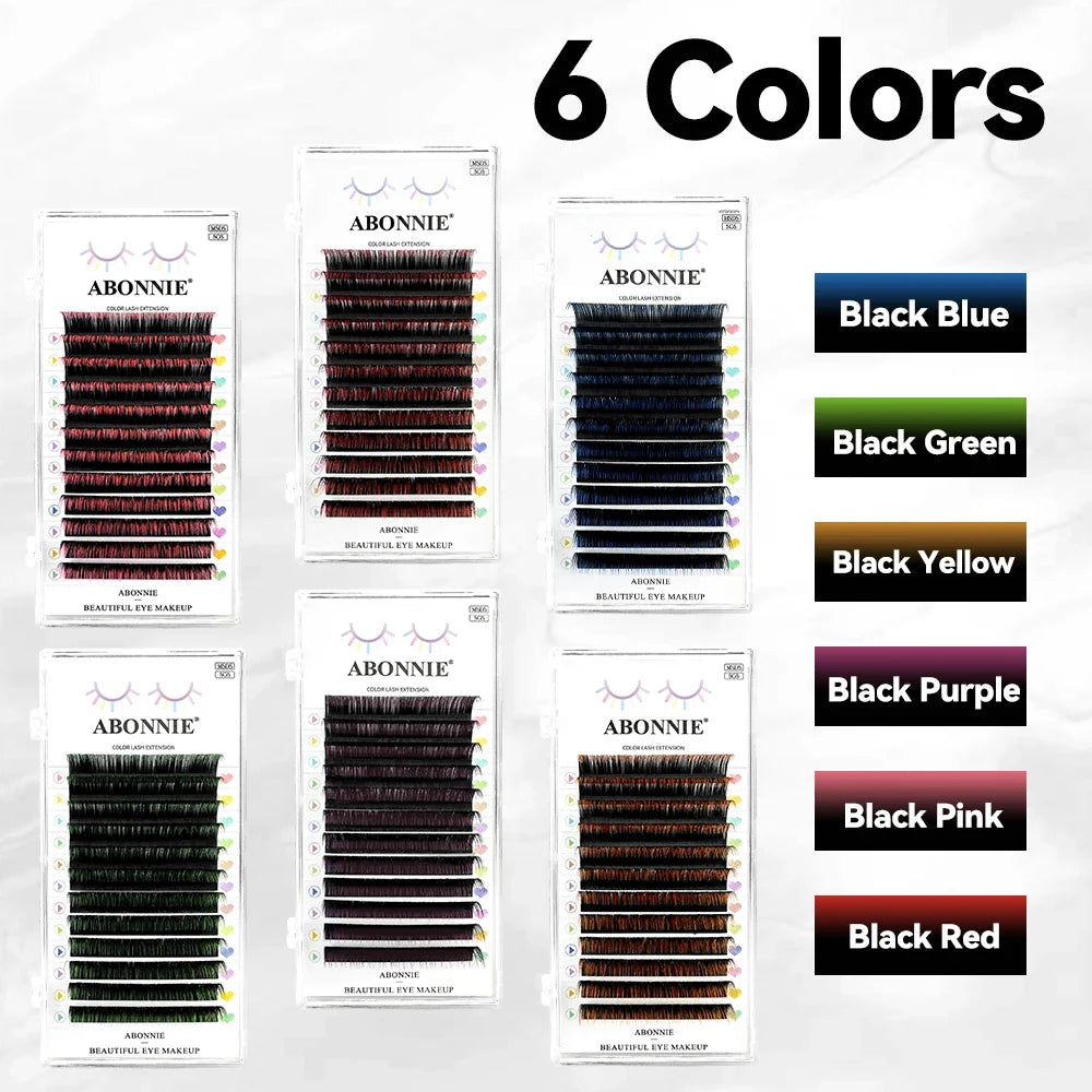 ABONNIE Burgundy Lashes Wine Red Colored Classic Eyelash Extensions Ombre Colorful Lashes