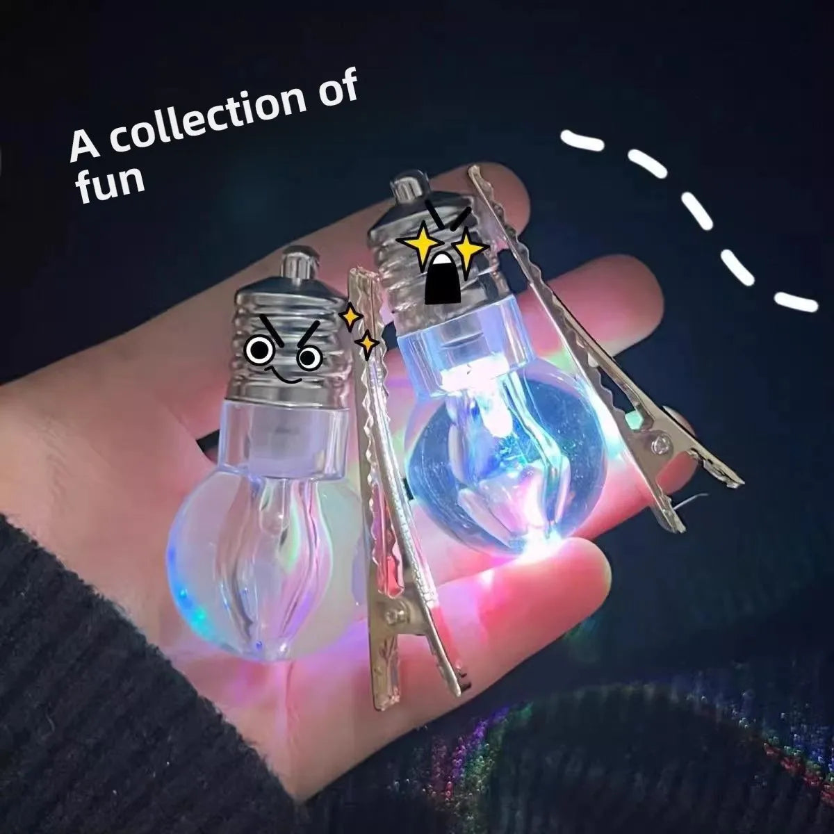 Funny LED Light Bulb Hair Clip Glow-in-the-Dark Hairpin for Women Unique Flashing Bangs Clipper Fun Hair Accessory for Events