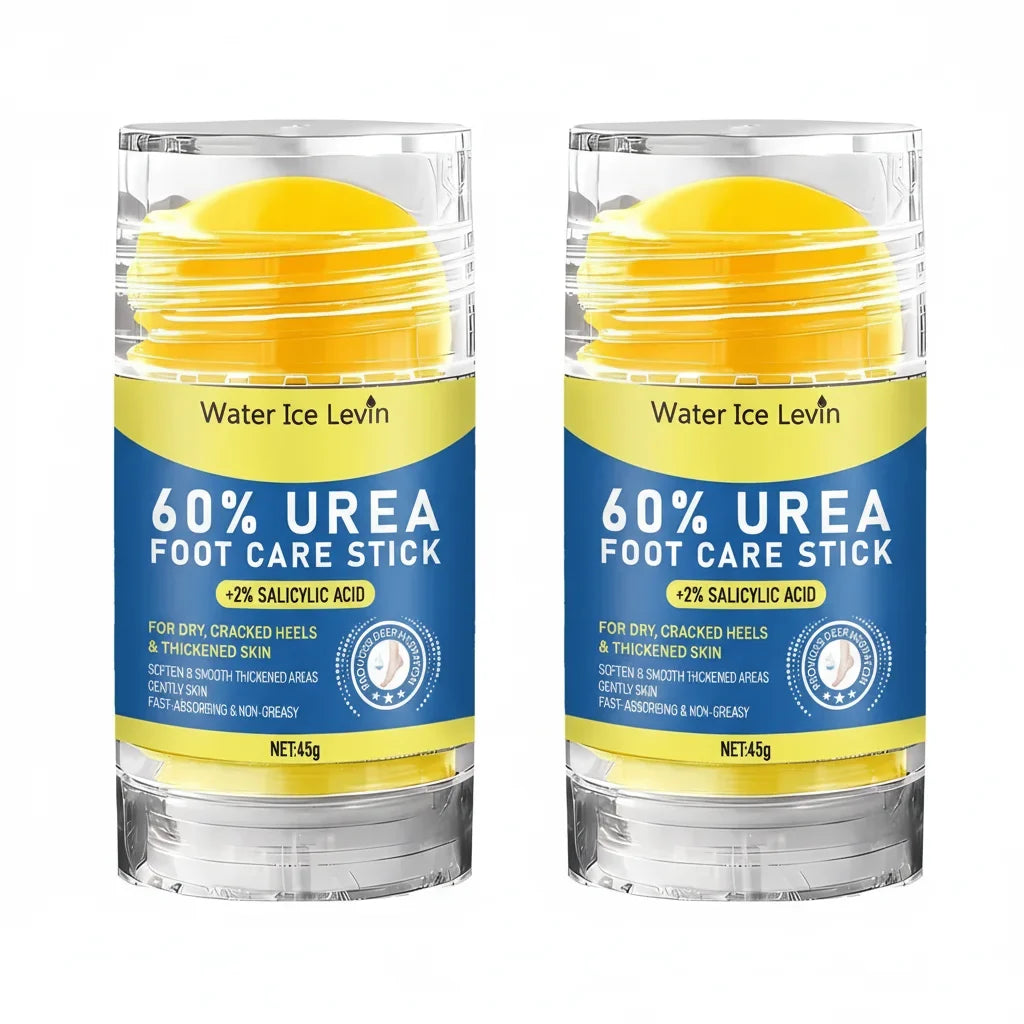 60% Urea Foot Stick 2% Salicylic Acid Smooths. Softens Cracked Heels and Thickened Skin. Fast Absorbing. Tea Tree Coconut. 45g.