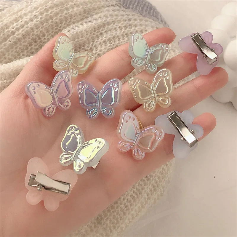 10Pcs/Lot Girls Hair Accessories Colorful Butterfly Hairpin Fairy Side Bangs Front Duckbill Plaited Hair Clip Children Headdress