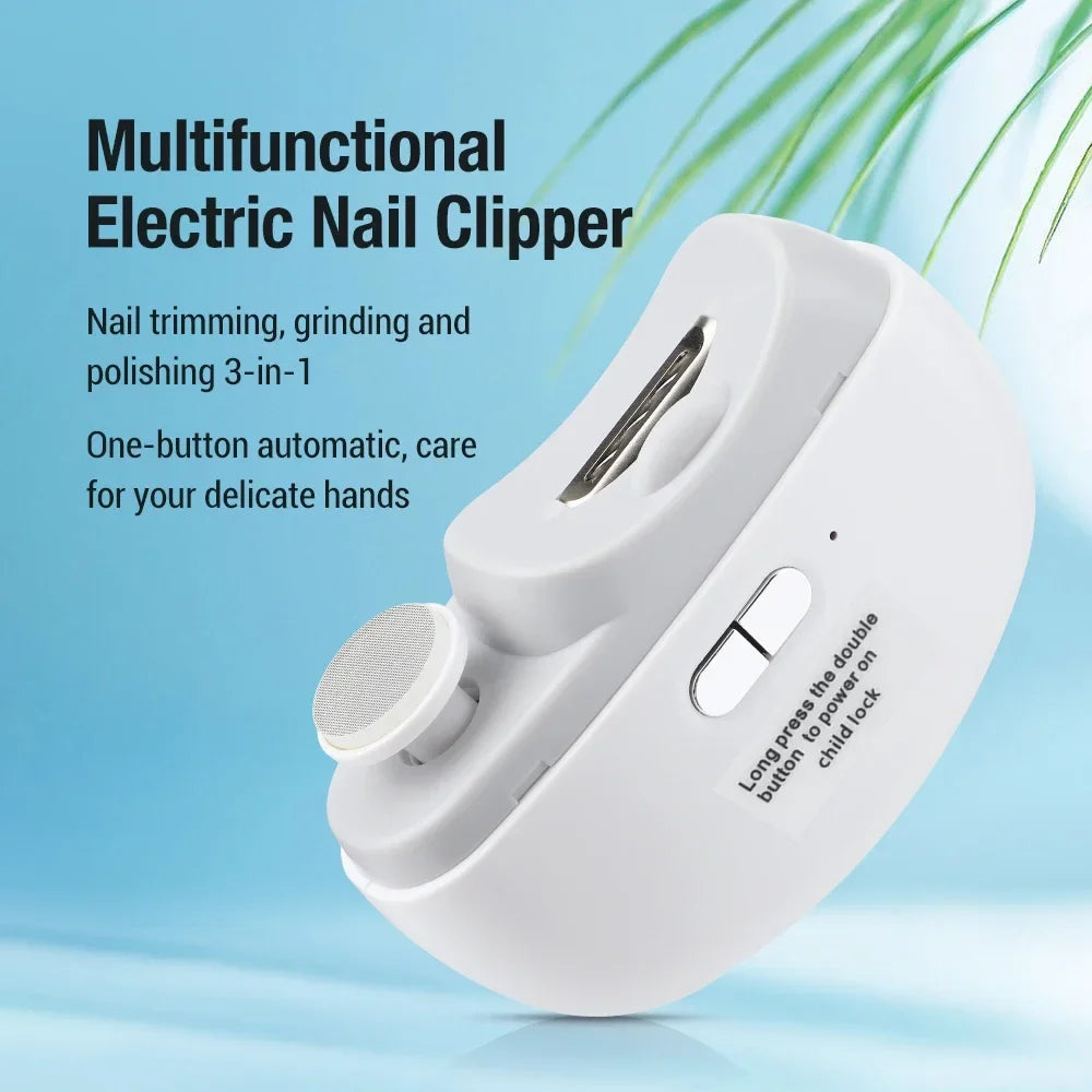 2 In 1 Automatic Electric Nail Clipper Grinder Multifunctional Portable Nail Trimmer Polishing Machine USB Rechargeable Manicure