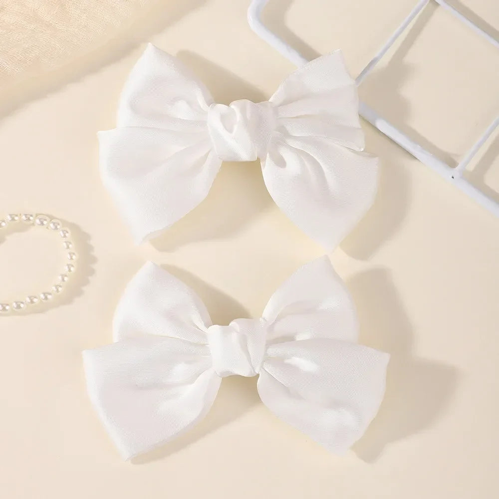 2PCS Matte Satin Large Bow Pair Hair Clips Solid Color Big Bow Barrettes Girls Wedding Birthday Party Daily Dress‑up Headdress