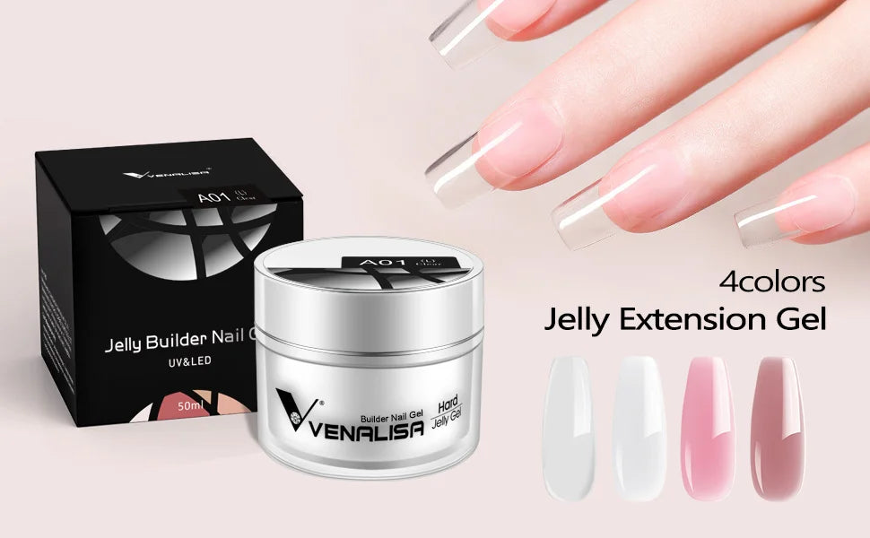 50ml TPO Free Jelly Nail Extension Gel Nail Builder French Nail Gum Venalisa Clear Natural Color Soak Off UV Construction Gel