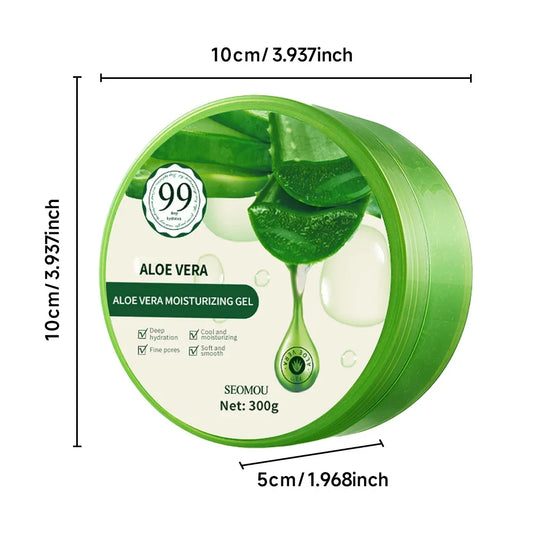 "Pure Aloe Vera Gel (300G) - 99% Natural for Face, Hair & Body, Sunburn Relief & Hydration, Non-Sticky"