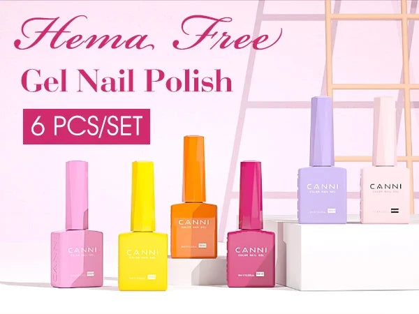CANNI Nail Gel Polish Set Upgraded HEMA FREE Summer Nails Smooth Texture Ultra Gloss Top Coat Pigmented Gel Soak off UV LED Gel