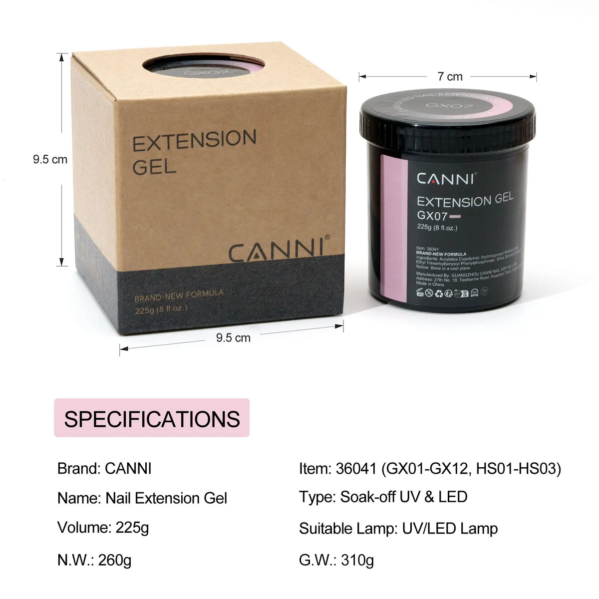 8 Oz TPO FREE CANNI Extension Builder Nail Gel Soak Off LED UV Gel Camouflage Jelly Color Long Lasting Super Glossy Gum Gel