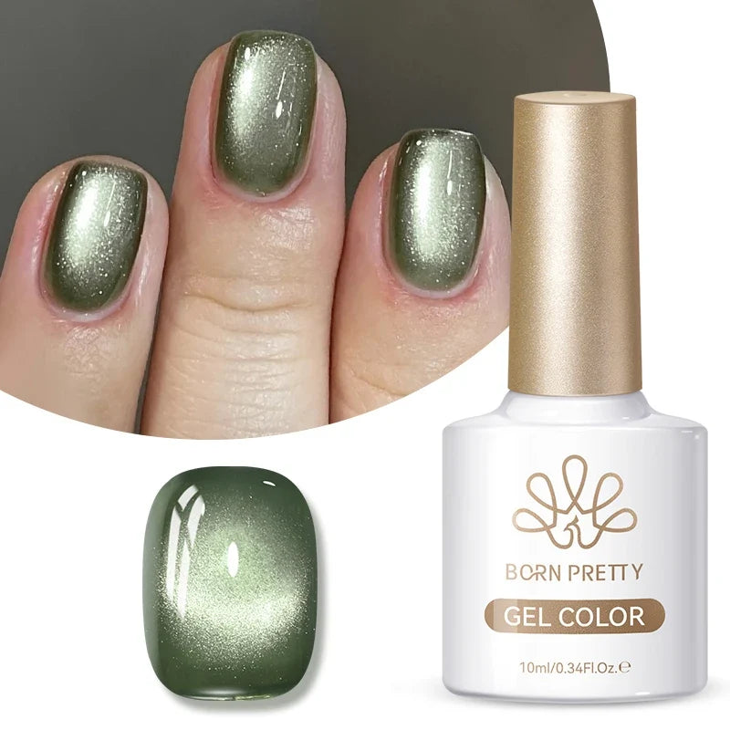 BORN PRETTY Gold Pink Cat Magnetic Gel Polish 10ml Water Light Spaking Glitter  Soak Off UV Semi Permanent Varnish Manicure