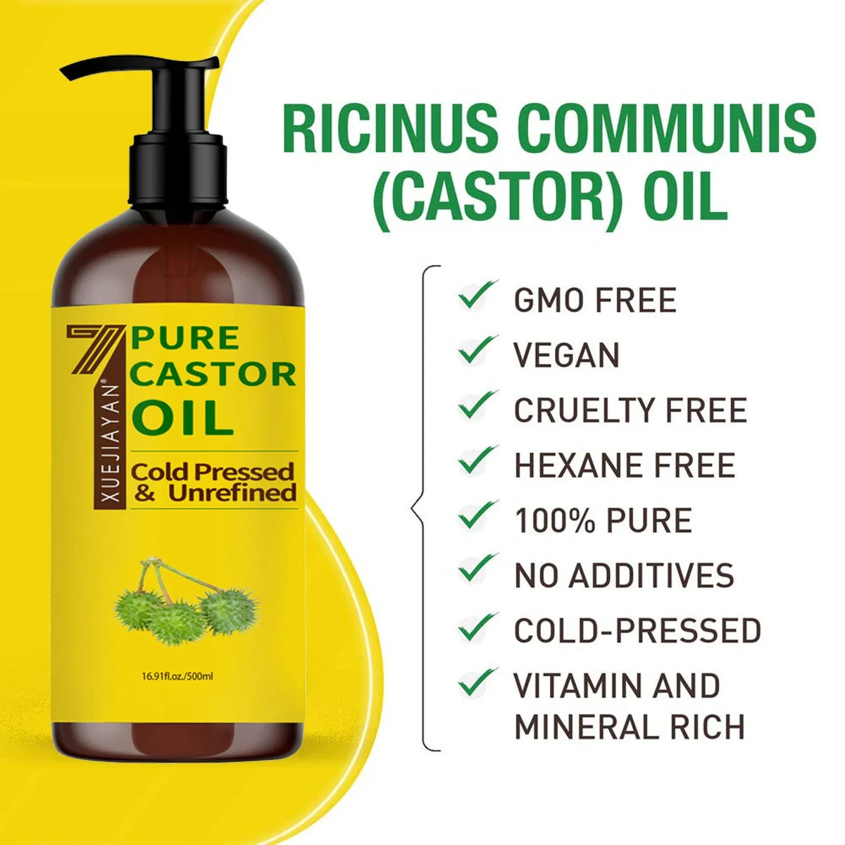 100% Pure And Castor Oil For  Eyelashes Hair Growth, And Eyebrows - Carrier Oil For Essential Oils, Aromatherapy And Massage