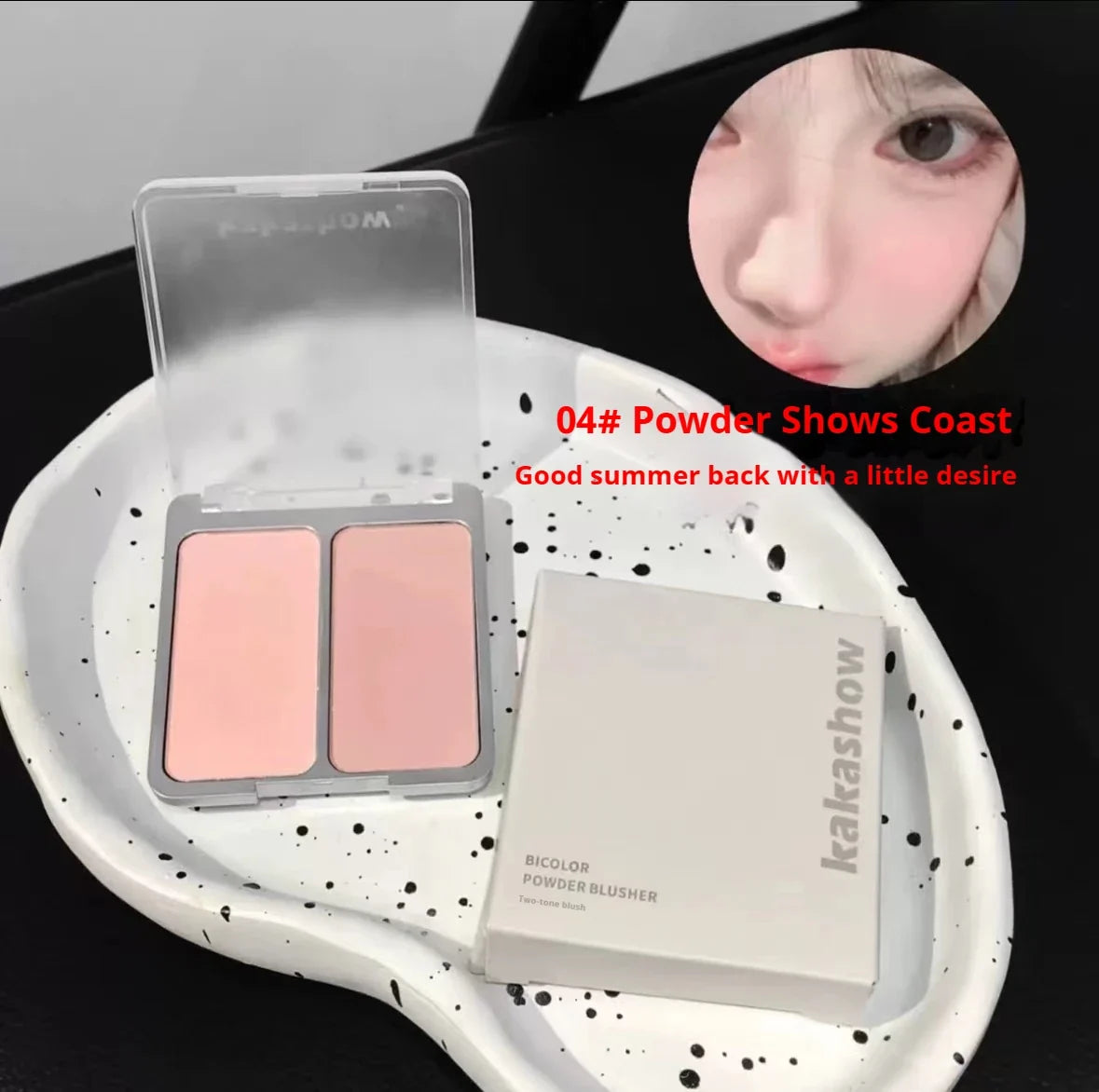 Kakashow Bi-Color Powder Blusher Cheek Blush Low Saturation Light Color Pseudo Plain Color Expansion Color Natural Makeup