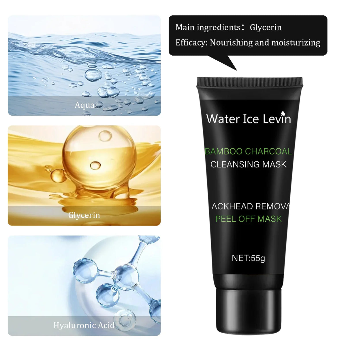 Bamboo charcoal cleansing mask Blackhead Removal Deep Mask Deep Cleansing Cleansing Exfoliating Mask Treatment Black Mask