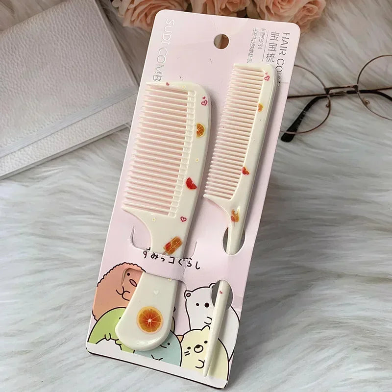 2pcs Cute Kids Hair Comb Set Anti-static Strawberry Comb for Girls Portable Hairdressing Comb