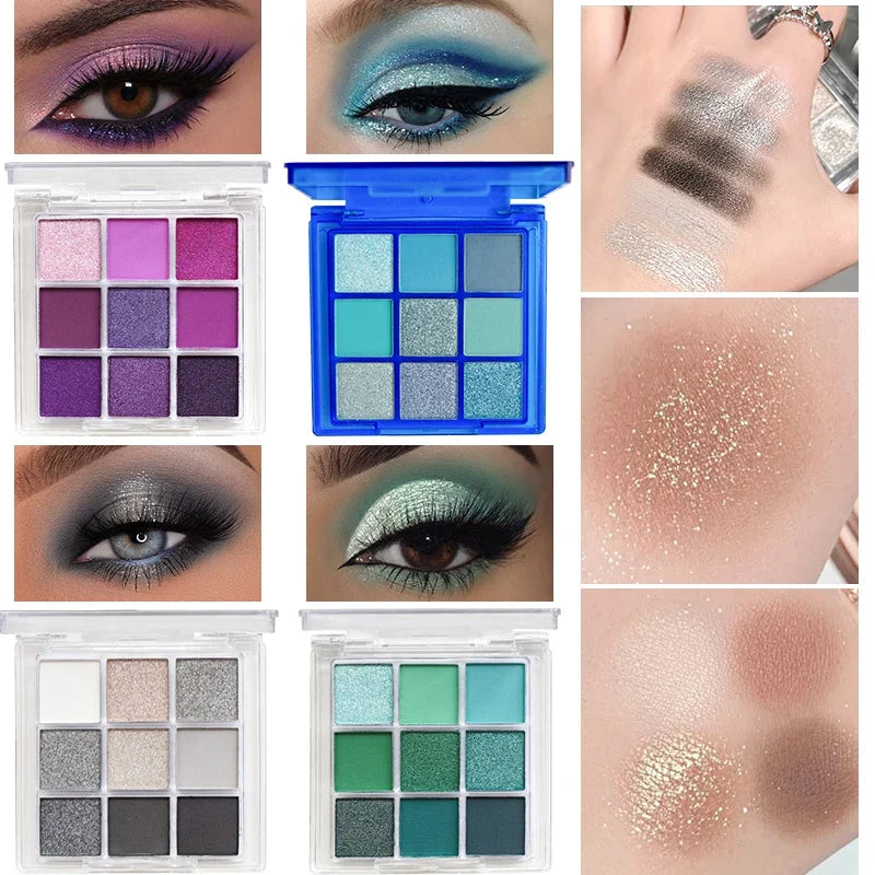 9-Grid Multi-color Eyeshadow Palette Glitter Pearlescent Matte Eye Shadow Shimmer Long Lasting Women Eye Makeup palette Cosmetic