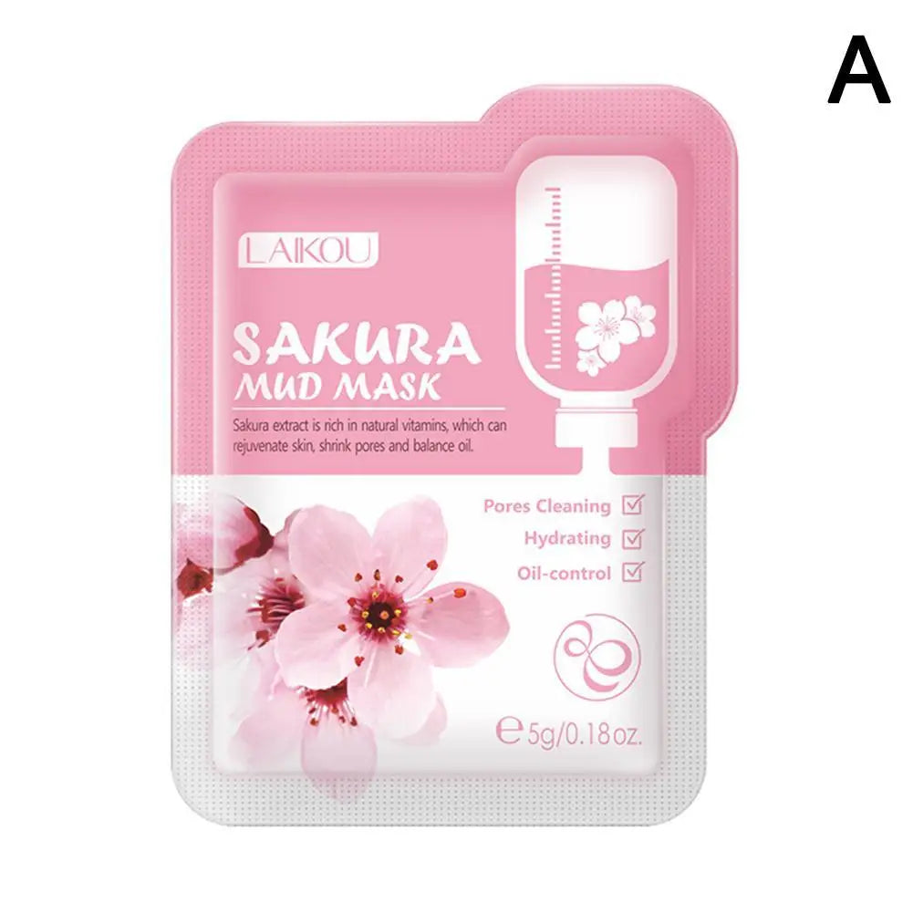 Japan Sakura Mud Face Mask Deep Cleansing Remove Blackheads Oil-Control Clay Mask Moisturizing Deep Cleansing Facial Skin Care