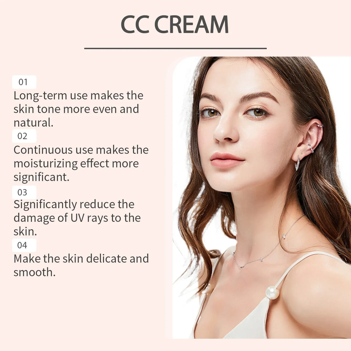 CC Cream Hydrating Foundation Liquid Spf43 Even Skin Tone Brightening Lightweight Moisturizer Long-Lasting Natural Finish Makeup