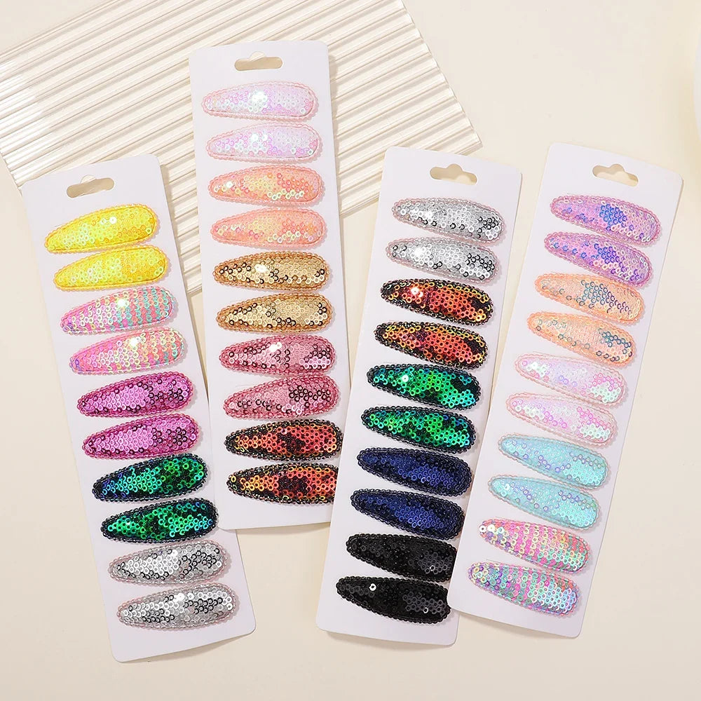 10Pcs/Lot Fresh Print Cotton Alloy Hair Clips for Kids Fabric Plaid BB Hairpins Girl Hairgripe Headwear Baby Hair Accessories