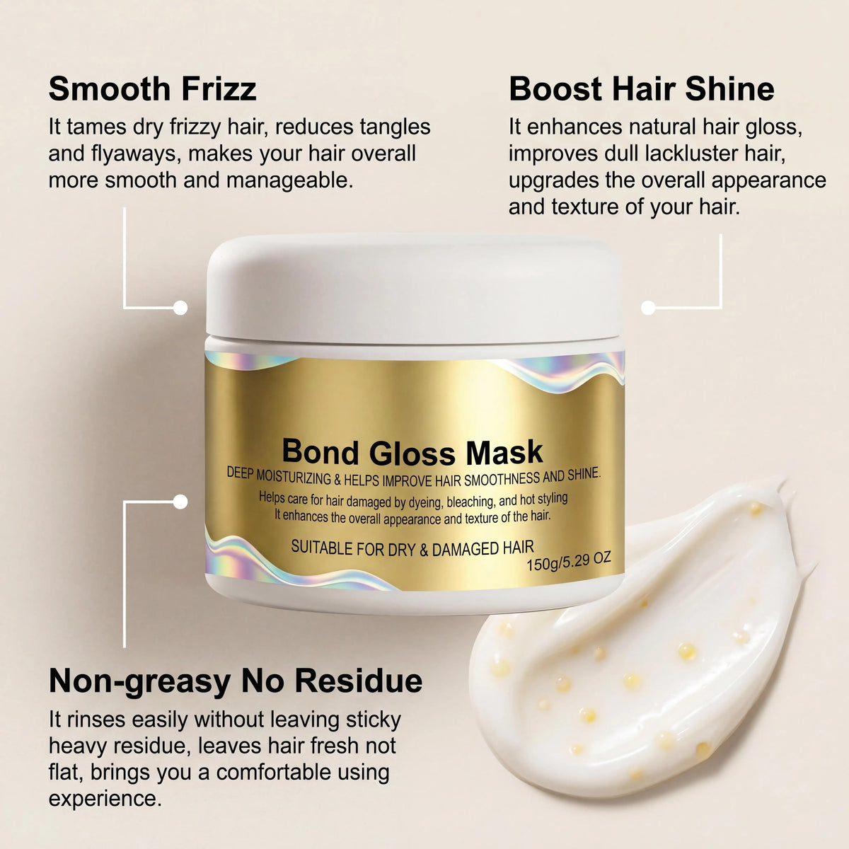 Bond Gloss Deep Conditioning Hair Mask Repair Dry Dull Damaged Hair Strengthen Hair Roots Boost Shine Nourish Scalp Conditioner