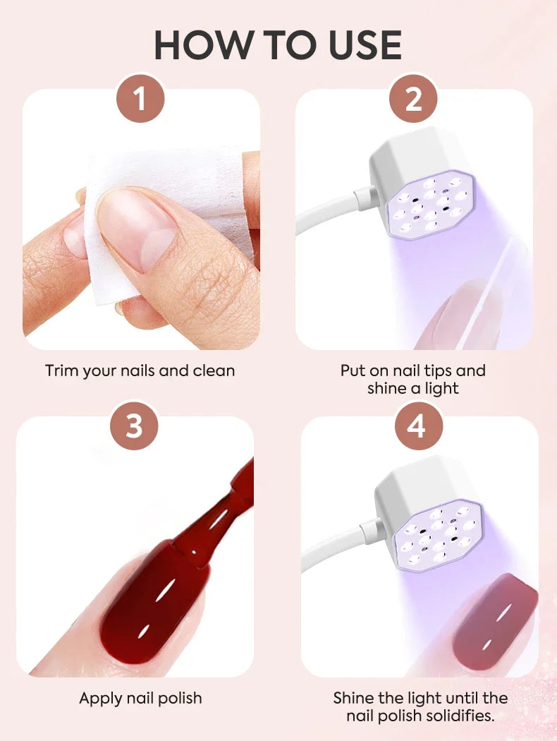 DianaBeauty UV Led Nail Lamp Desktop Rechargeable Nail Dryer with 4 Timer Settings and Auto Sensor Portable UV Light for Nails