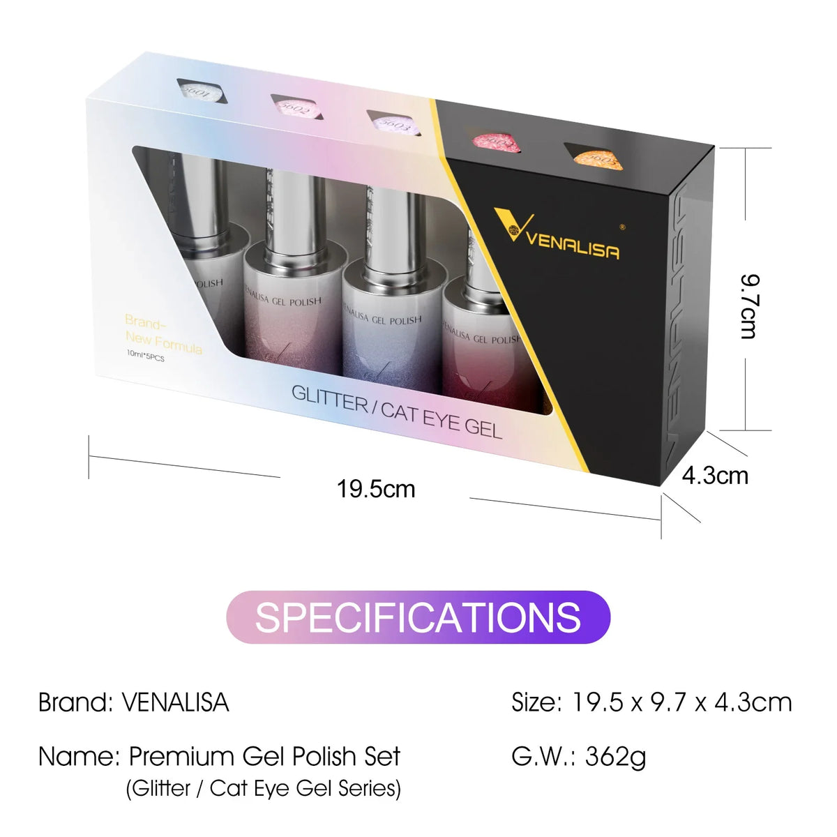 1/5pcsVenalisa Hema/TPO Free Cat Eye Gel Magnet Ultra Flash Nail Gel Polish Diamond Sparkle Soak Off UV LED Varnish Nail Gel
