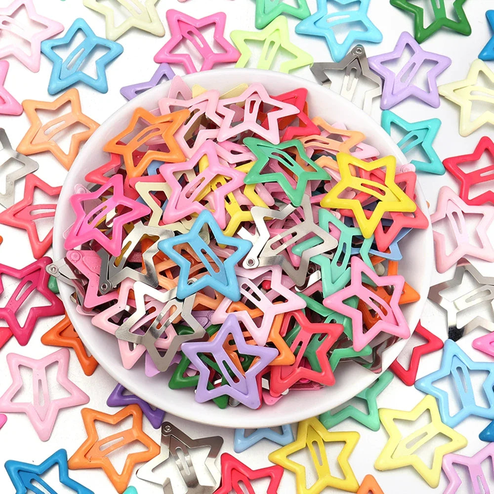 50pcs/lot Metal Colorful Star Hair Clips Dopamine BB Hair Clips For Broken Hair Clip Bangs Hair Clip Girls Y2K Style Hair Clips