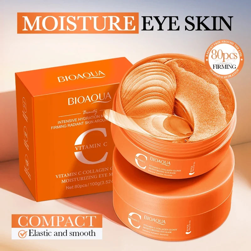 80pcs BIOAQUA Vitamin C Crystal Collagen Eye Mask Anti Dark Circles Whitening Anti-Wrinkles Moisturizing Anti-Aging Eye Patches