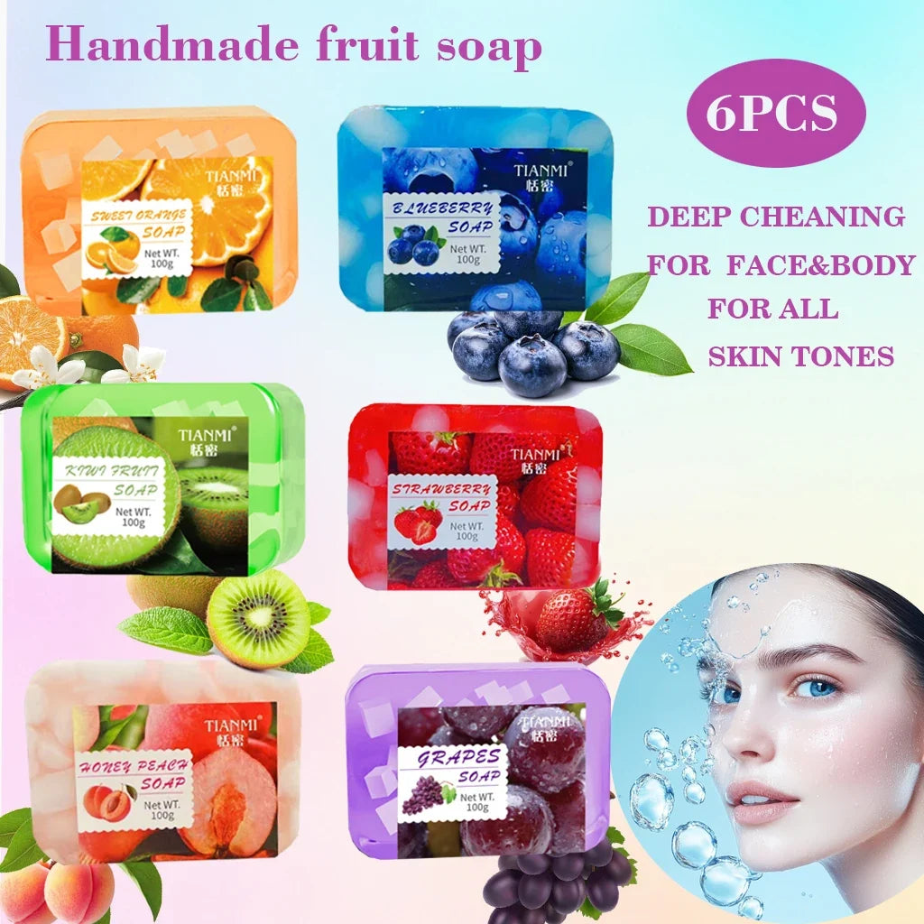 6 Sets of Fruit Flavored Handmade Soap, with 6 Different Flavors to Choose From, Including Sweet Orange, Blueberry, Kiwi, Etc.