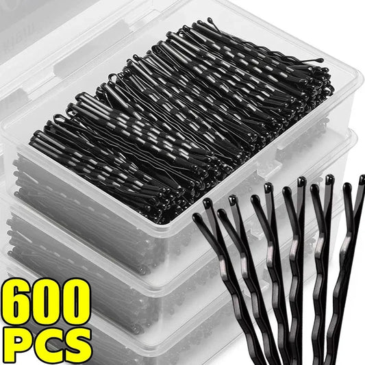 50-600pcs Black Straight Line Hair Clip U-shaped Needle Lady Hairpins Curly Wavy Grips Women Bobby Pins Styling Hair Accessories