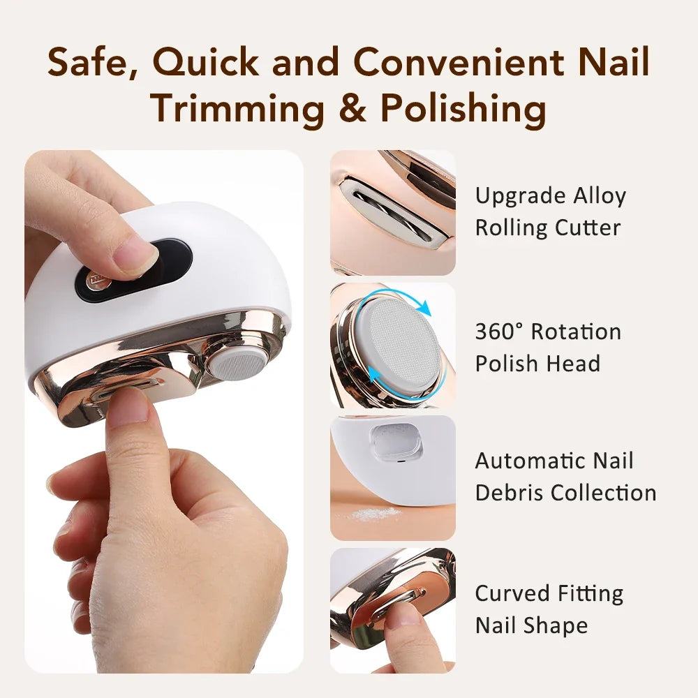 Electric Nail Clippers Automatic Trimmer Rechargeable for Adults Baby Safe Fingernail Toe Nail Cutter Portable Manicure Pedicure