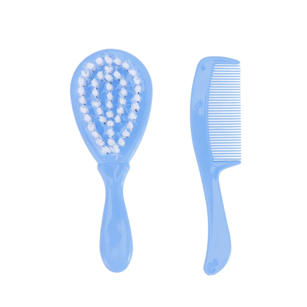 Baby Massage Comb and Brush Set Blue Circular Tooth Design Safe Non Scratch Hair Care Promote Blood Circulation Brain