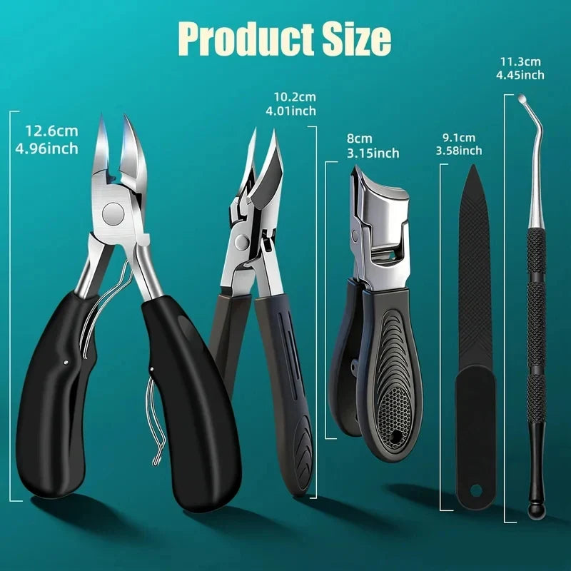 5pcsIngrown Toenail Clipper Set with Beak Pliers,Nail Care Tools for Thick Hard Nails,Stainless Steel Wide-Opening Nail Clippers