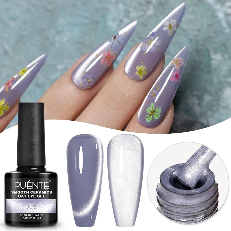 7.5ML Aurora Starlit Cat Eye Gel Nail Polish Rainbow Glitter Galaxy Cat Magnetic Nail Art Gel Soak Off UV Semi-Permanent Varnish
