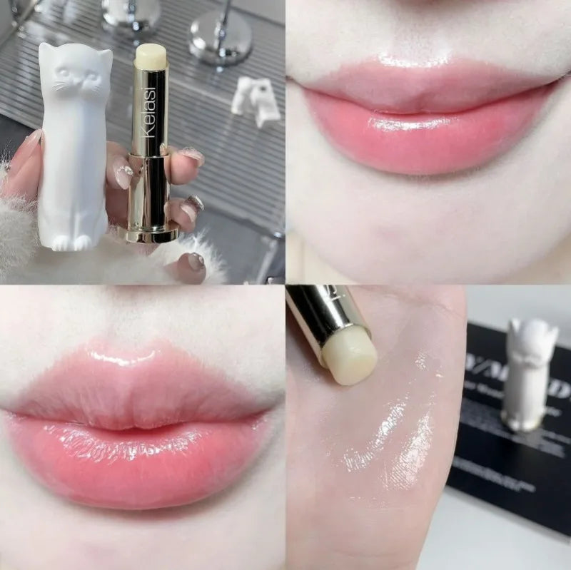 Cat Moisturizing Lip Balm White Blue Tint Crystal Jelly Colored Anti-chapped Lip Care Smoothens Lips Lines Base Clear Lipstick