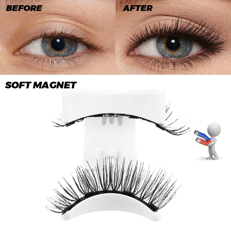 DINGSEN 1 Set Magnetic Eyelashes 3D Natural False Eyelashes Reusable Magnet Clip Set Lashes Extension Makeup Tweezers Lash Set