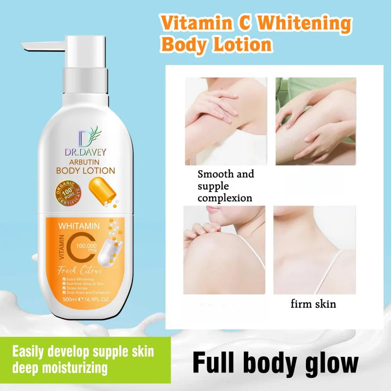 DR.DAVEY Arbutin Body Lotion 500ml Large-capacity Body Lotion with Lasting Fragrance, Refreshing and Moisturizing, Non Greasy