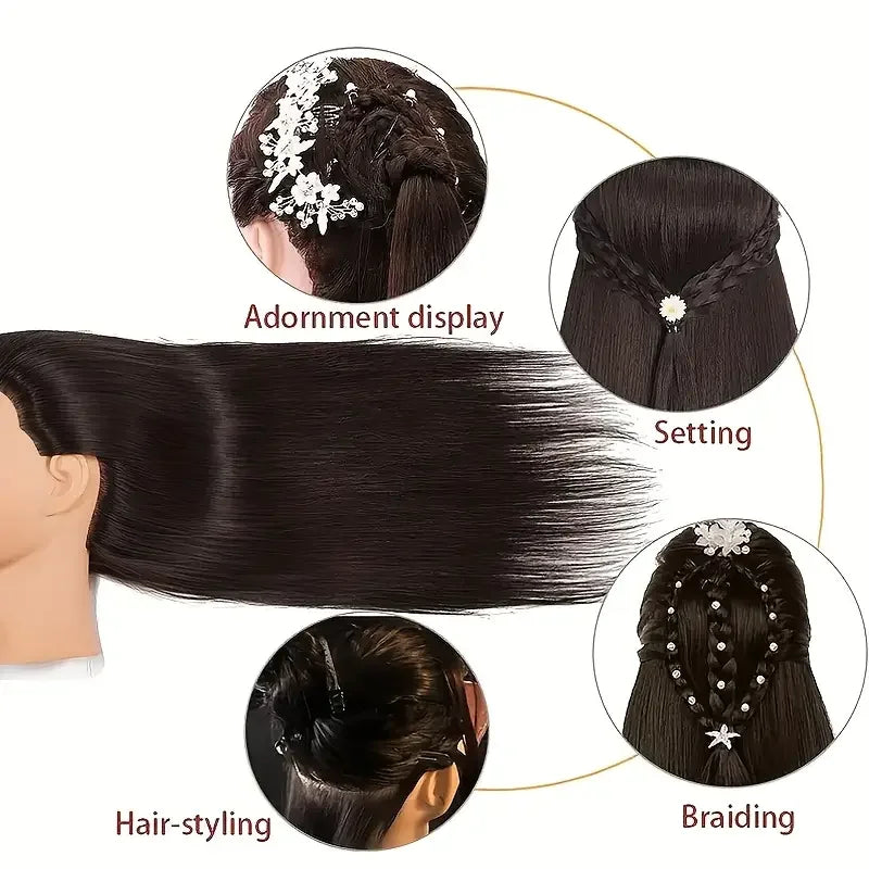 26'' Cosmetology Makeup Manikin Doll Head with Stand&Comb&eyelashe,Hairdressing Practice Braiding Training Head for Hair Styling