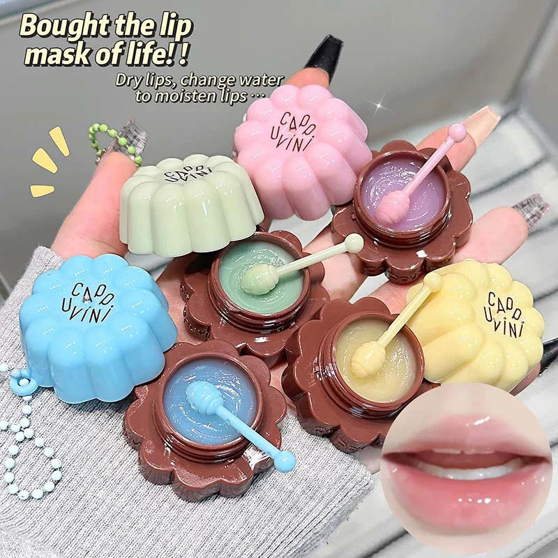 Cappuvini Macaron Fruit Flavor Lip Mask Deeply Hydrating Long-Lasting Moisturizing Soften Fine Lines Lip Care Lipstick Base