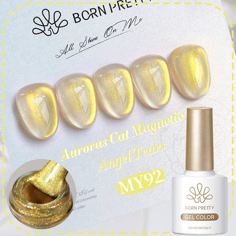 BORN PRETTY Gold Pink Cat Magnetic Gel Polish 10ml Water Light Spaking Glitter  Soak Off UV Semi Permanent Varnish Manicure