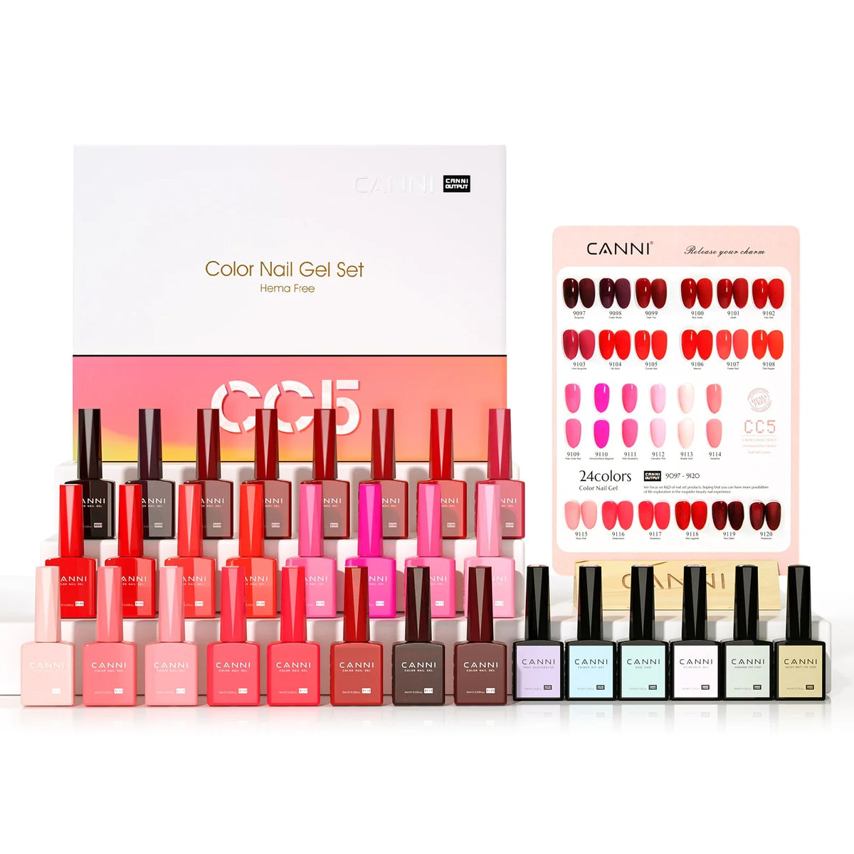 CC8 New Kit CANNI 9ML Nail Gel Polish HEMA/TPO FREE 30pcs Color Gel Pigment Professional Long Wear Top Coat Gel Varnish Set