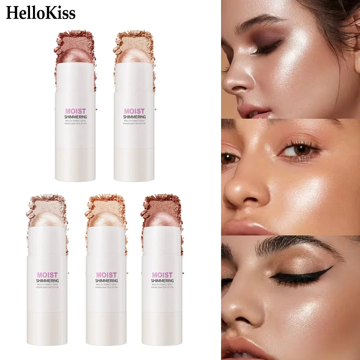 5 Colors 3D Face Brighten Highlighter Bar Cosmetic Face Contour Bronzer Shimmer Highlighter Stick Concealer Cream Makeup tool