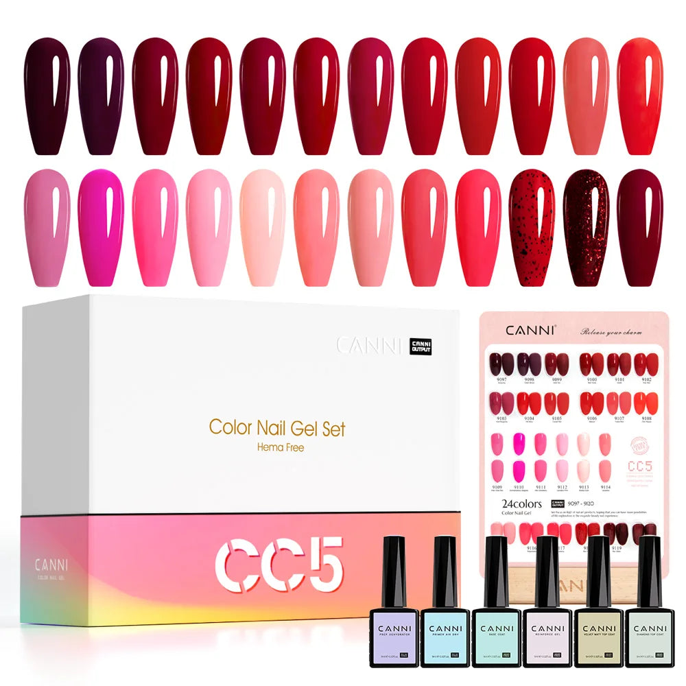 9ml CANNI CC8 HEMA FREE Nail Gel Polish Kit Nail Manicure Full Coverage Solid Color Summer Nails Soak off UV LED Nail Gel Set