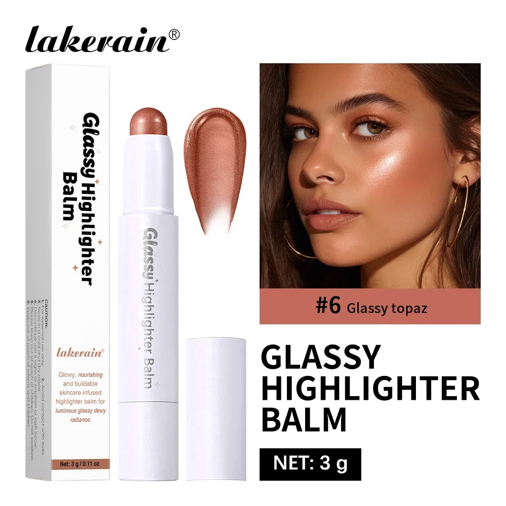 Glassy Highlighter Balm Brighten Complexion Deep Hydration Long Lasting Wear Highlighting Cream Eye Cheek Lip Body Glossy Pen