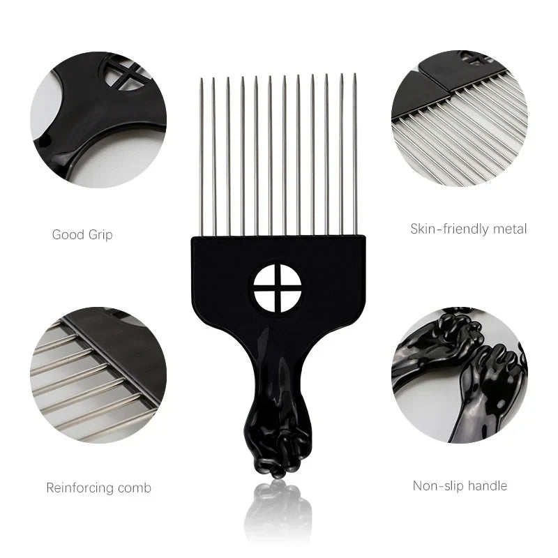 African Comb, Equipped with Long Steel Needles and ABS Handle, Suitable for Unwinding Curls and African Hair Styling