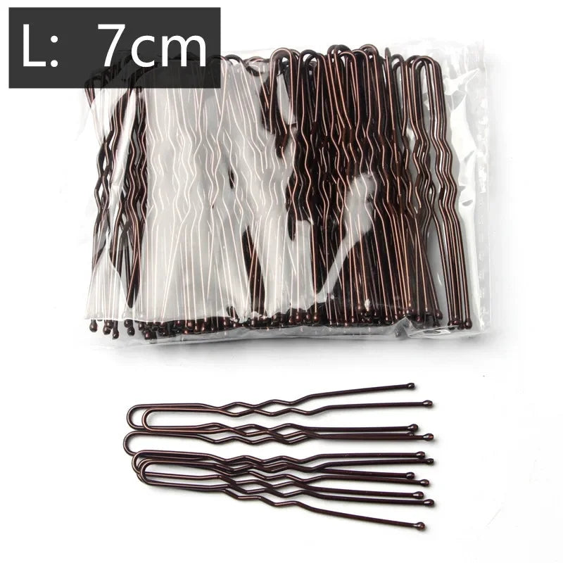 5/6/7cm Alloy Bobby Pins Barrettes U Shaped Metal Hair Pins Waved Hair Clips Bridal Hair Pins Hair Styling Tools Black 50Pcs/Bag